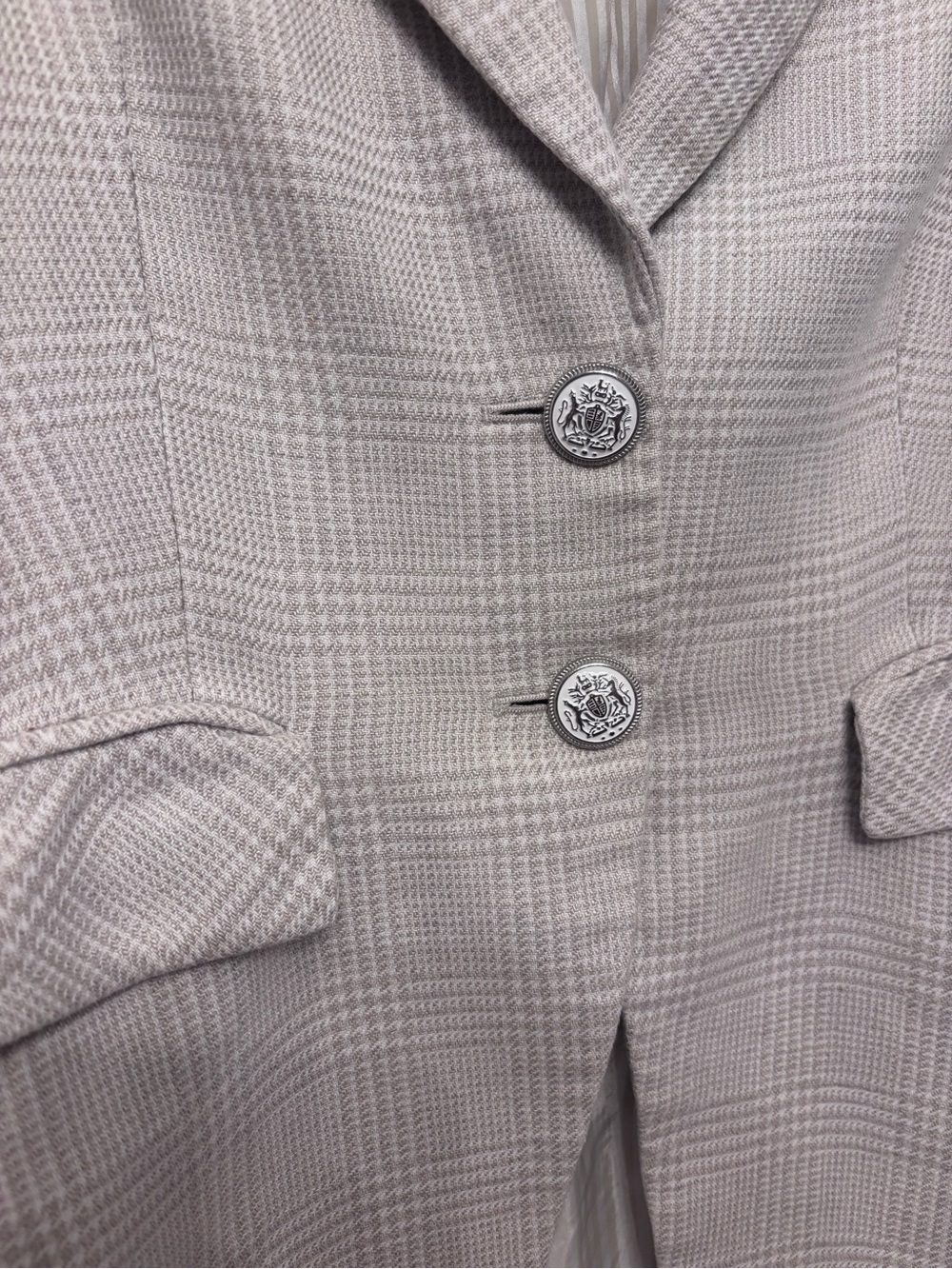 Veronica Beard Linen Blend Plaid Blazer Size 10 Neutral Beige - Picture 2 of 8